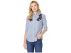 Lauren Ralph Lauren Lace-patch Cotton Button Down Shirt (white/blue) Women's Clothing