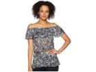 Michael Michael Kors Swirl Off Shoulder Gather Top (white/black) Women's Clothing