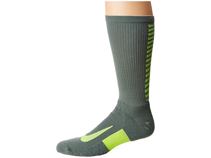 Nike Elite Running Cushion Crew Socks (clay Green/volt) Crew Cut Socks Shoes