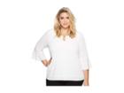 Calvin Klein Plus Plus Size Ruffle Sleeve Top With Bar Hardware (soft White) Women's Short Sleeve Pullover