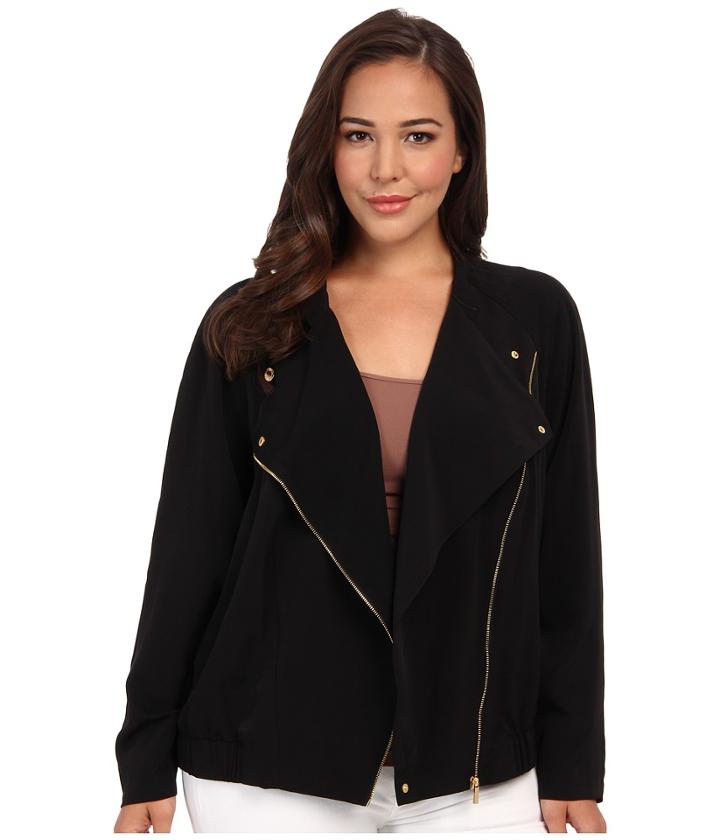 Calvin Klein Plus Plus Size Soft Moto Jacket (black) Women's Coat