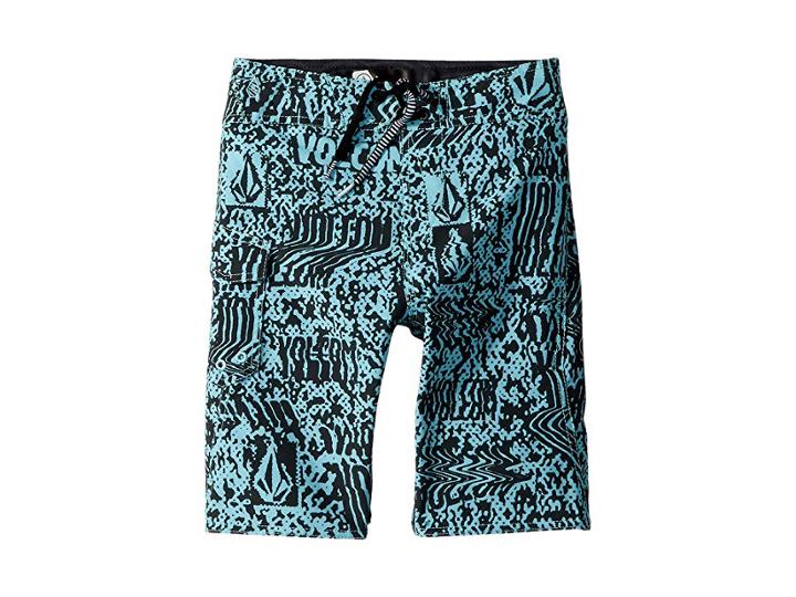 Volcom Kids Logo Plasm Mod Boardshorts (big Kids) (pale Aqua) Boy's Swimwear