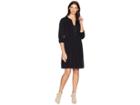 Mod-o-doc Sandwashed Twill Mandarin Collar Tuxedo Pleat Dress (black) Women's Dress