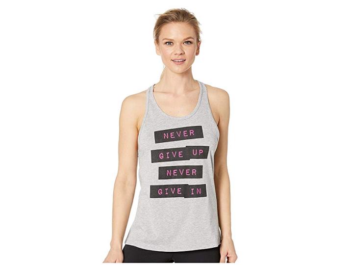 New Balance Heather Tech Graphic Tank Top (heather Charcoal) Women's Sleeveless