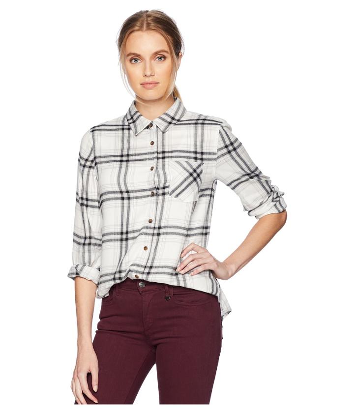 Pink Rose Button Down Shirt W/ Front Tie (white/black) Women's Clothing