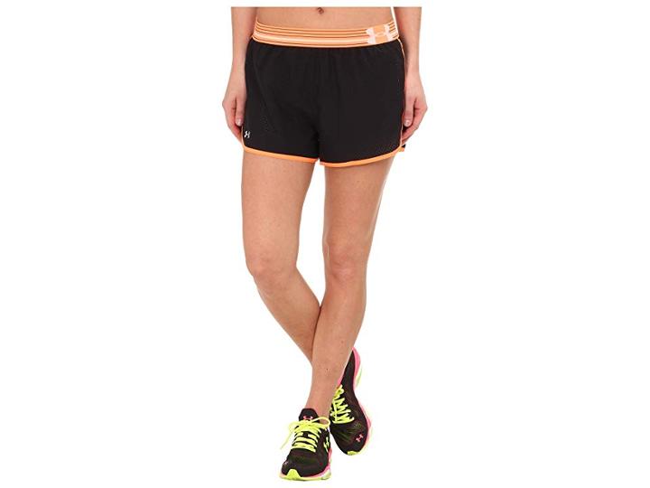 Under Armour Ua Perfect Pace Short (black/cyber Orange/reflective) Women's Shorts