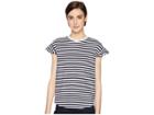 Kate Spade New York Stripe Ruffle Tee (rich Navy/fresh White) Women's T Shirt