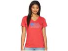 Life Is Good Peace Love Flag Crusher Vee Tee (americana Red) Women's T Shirt