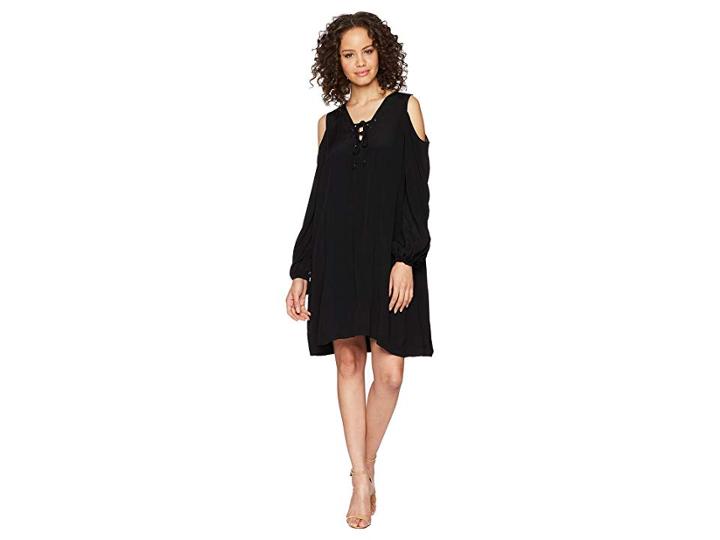 Hale Bob Lady Luxe Crepe Lace-up Cold Shoulder Dress (black) Women's Dress