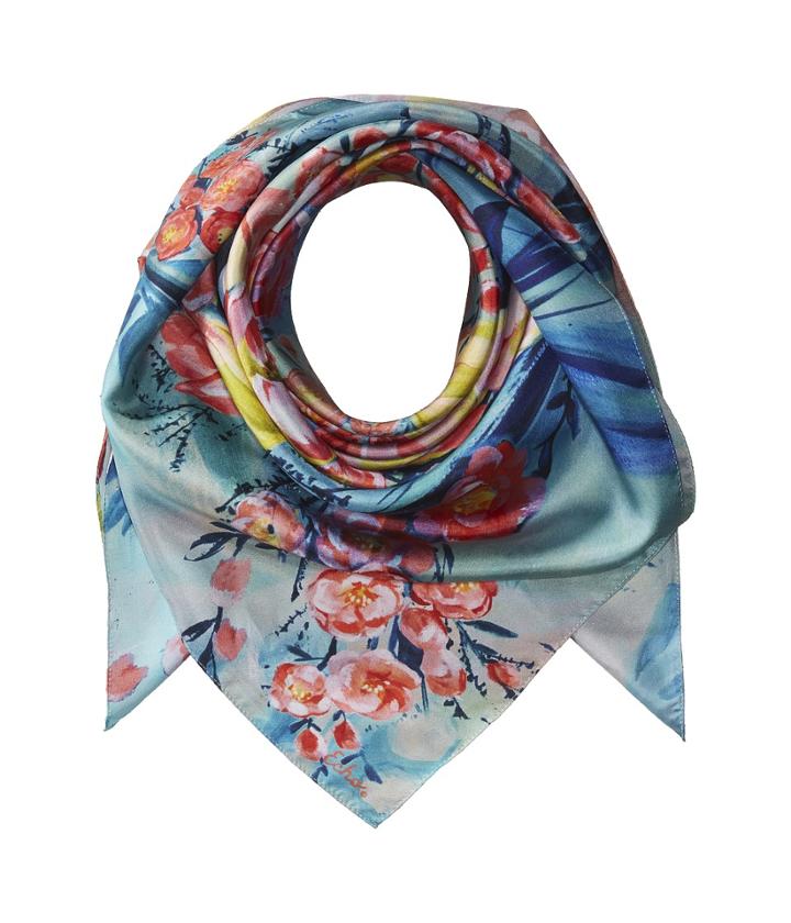 Echo Design Painted Tulip Silk Square Scarf (coastal Blue) Scarves