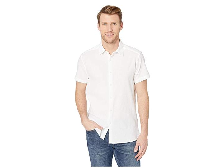 Kenneth Cole New York Short Sleeve Seersucker Shirt (white) Men's Clothing
