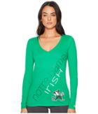 Champion College Notre Dame Fighting Irish Long Sleeve V-neck Tee (kelly Green) Women's Long Sleeve Pullover