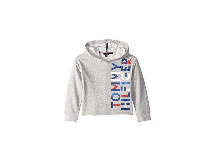 Tommy Hilfiger Kids Popover Hoodie (big Kids) (pearl Heather) Girl's Sweatshirt