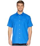 Columbia Harborside Linen Camp Shirt (vivid Blue/sunlit) Men's Short Sleeve Button Up