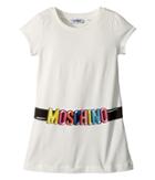 Moschino Kids Short Sleeve Tunic W/ Logo Belt Graphic (big Kids) (cloud) Girl's Blouse