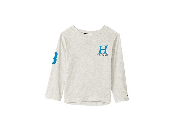 Tommy Hilfiger Kids Matt-bex Jersey Long Sleeve Tee (big Kids) (oatmeal Heather) Boy's T Shirt