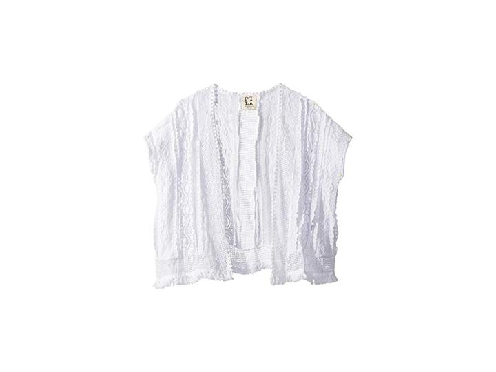 People's Project La Kids Lacey Woven Kimono (big Kids) (white) Girl's Sweater