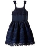 Nanette Lepore Kids Ponte Dress With Crochet Trim (little Kids/big Kids) (navy) Girl's Dress