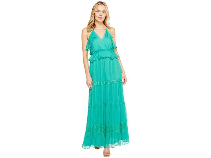 Adelyn Rae Venus Frill Maxi Dress (emerald) Women's Dress