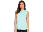 Calvin Klein Sleeveless Top With 1/2 Zip And Pocket (seaglass) Women's Sleeveless
