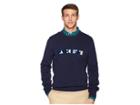Lacoste Long Sleeve Lacoste Letter Block Graphic Sweater (navy Blue/multico) Men's Sweater