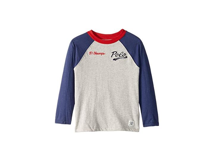 Polo Ralph Lauren Kids Cotton Jersey Baseball T-shirt (little Kids/big Kids) (light Sport Heather) Boy's T Shirt