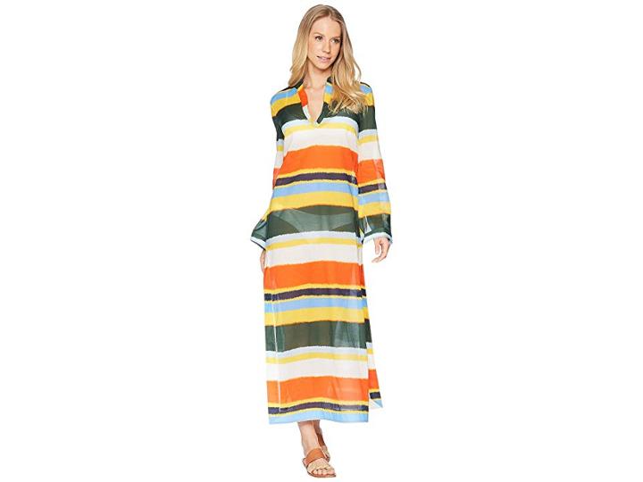 Tory Burch Swimwear Balloon Stripe Stephanie Beach Caftan Cover-up (tie-dye) Women's Swimwear