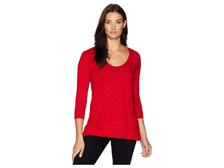 Lilla P 3/4 Sleeve Ribbed Bottom Tee (garnet) Women's Long Sleeve Pullover