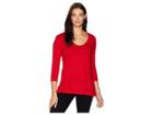 Lilla P 3/4 Sleeve Ribbed Bottom Tee (garnet) Women's Long Sleeve Pullover