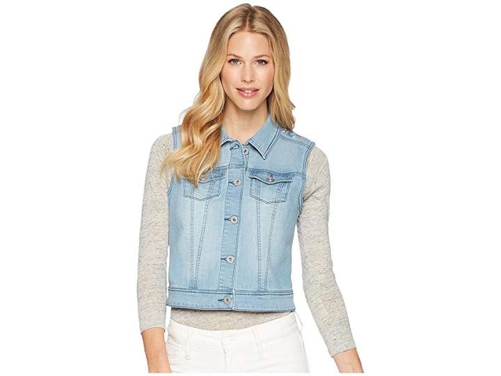 Tribal Soft Denim Vest With Embroidery Detail (sky) Women's Vest