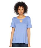 Michael Stars Jersey Cut Out Tee W/ Raw Edge (salt Water) Women's Clothing