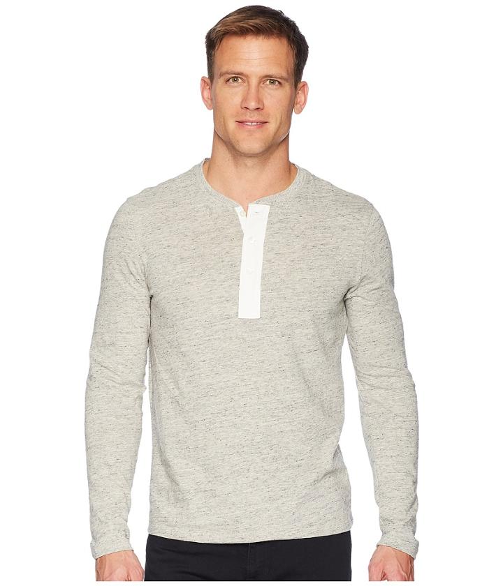 Vince Side Slit Long Sleeve Henley (heather Grey) Men's Clothing