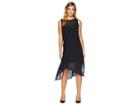 Catherine Catherine Malandrino Sleeveless Midi Dress W/ Front Tie Knot (black Beauty) Women's Dress