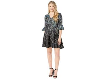 Gabby Skye Seam Down Fit N Flare Scuba Dress (black/violet) Women's Dress
