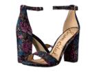 Sam Edelman Yaro Ankle Strap Sandal Heel (black Multi Basilica Floral Velvet) Women's Dress Sandals