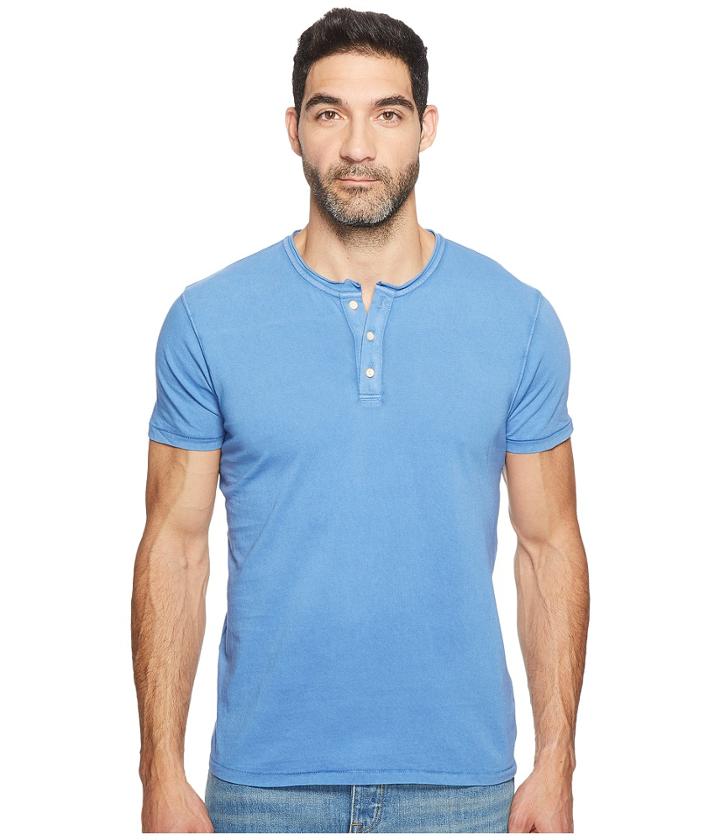 Lucky Brand Rolled Neck Henley (federal Blue) Men's Clothing