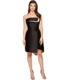 Halston Heritage Strapless Color Blocked Structure (black/champagne) Women's Dress