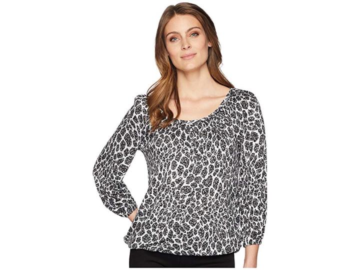 Michael Michael Kors Shadow Floral Peasant Top (concrete/black) Women's Clothing