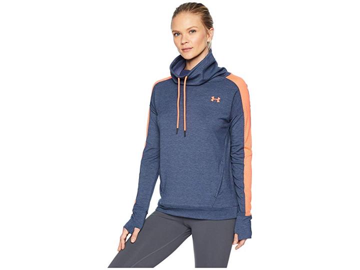 Under Armour Featherweight Fleece Funnel Neck Sweatshirt (academy Medium Heather/after Burn/after Burn) Women's Sweatshirt