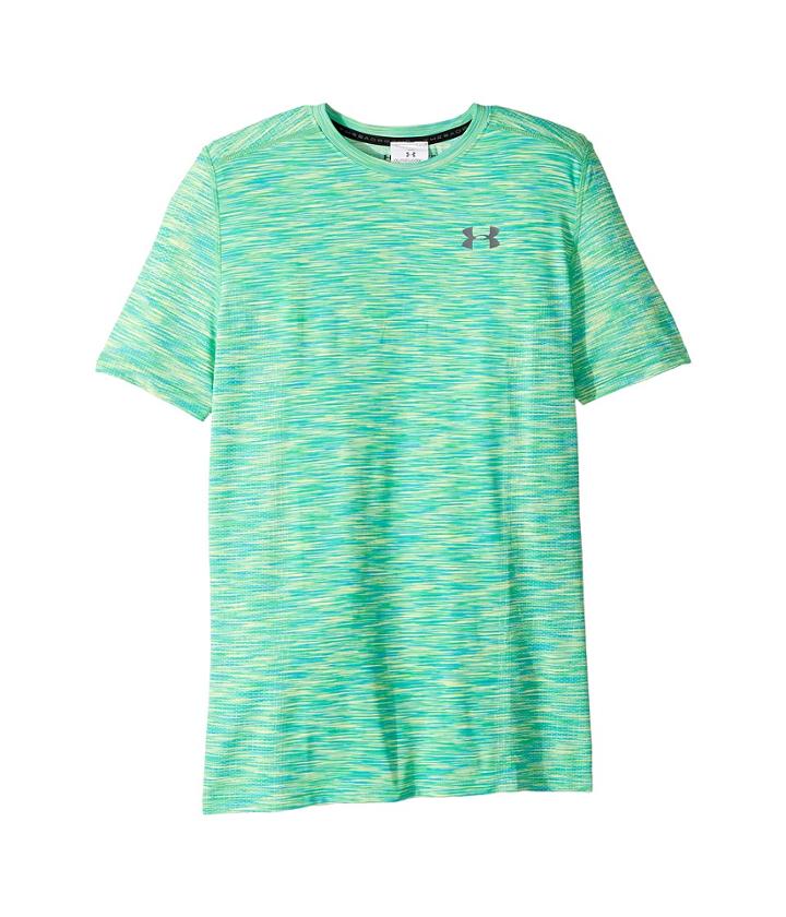Under Armour Kids Threadborne Knit Short Sleeve (big Kids) (lime Twist/blue Shift/lime Twist) Boy's Clothing