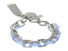 Guess Link Toggle Bracelet With Charm Tassel (silver/crystal/blue) Bracelet