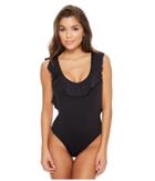 Kenneth Cole Ready To Ruffle U-neck Mio (black) Women's Swimsuits One Piece
