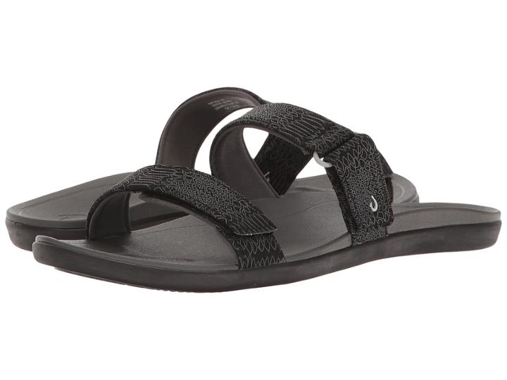 Olukai Kipuka (black Honu/dark Shadow Sea Turtple Print) Women's Sandals