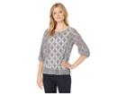 Mod-o-doc Diamond Chenille Lace 3/4 Sleeve Ballet Neck Top (grey) Women's Clothing
