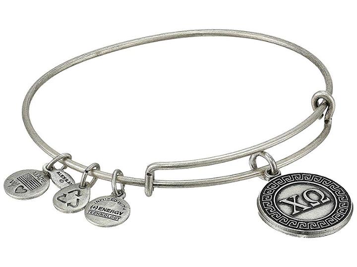 Alex And Ani Chi Omega Charm Bangle (rafaelian Silver Finish) Bracelet