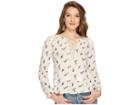 Lucky Brand Lace-up Peasant Top (natural Multi) Women's Clothing