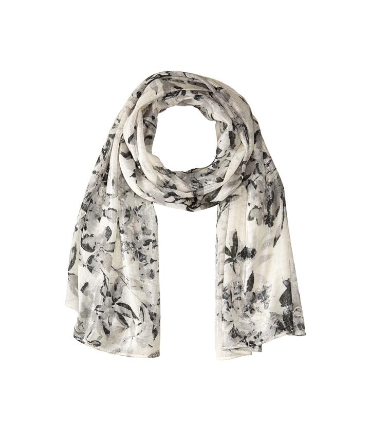 Calvin Klein Airy Floral Liquid Lurex Scarf (eggshell) Scarves