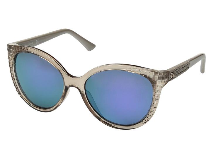 Guess Gu7402 (shiny Beige/blue Mirror) Fashion Sunglasses