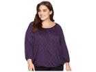 Michael Michael Kors Plus Size Deco Medallion Peasant Top (dark Orchid) Women's Clothing