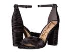 Sam Edelman Yaro Ankle Strap Sandal Heel (black Short Plush Fur/striped Velvet) Women's Dress Sandals